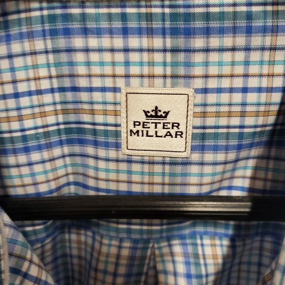 Peter‎ Millar Crown Button Up Shirt Mens L White Multi Plaid Long Sleeve Cotton - Picture 5 of 8